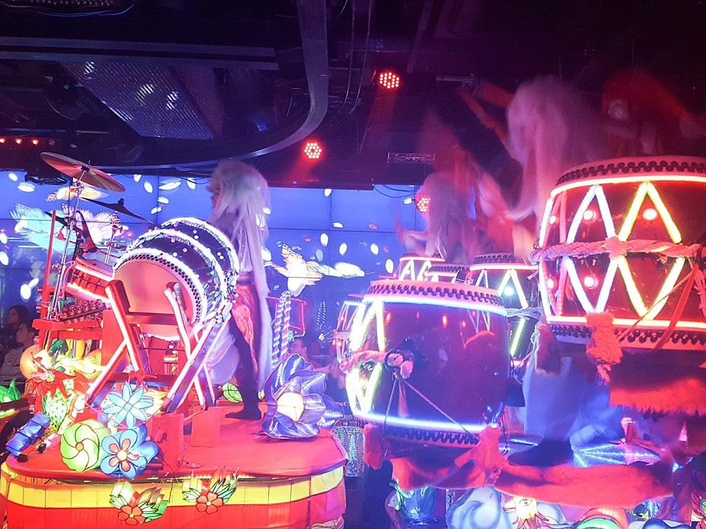 Taiko Drum performance in Robot restaurant