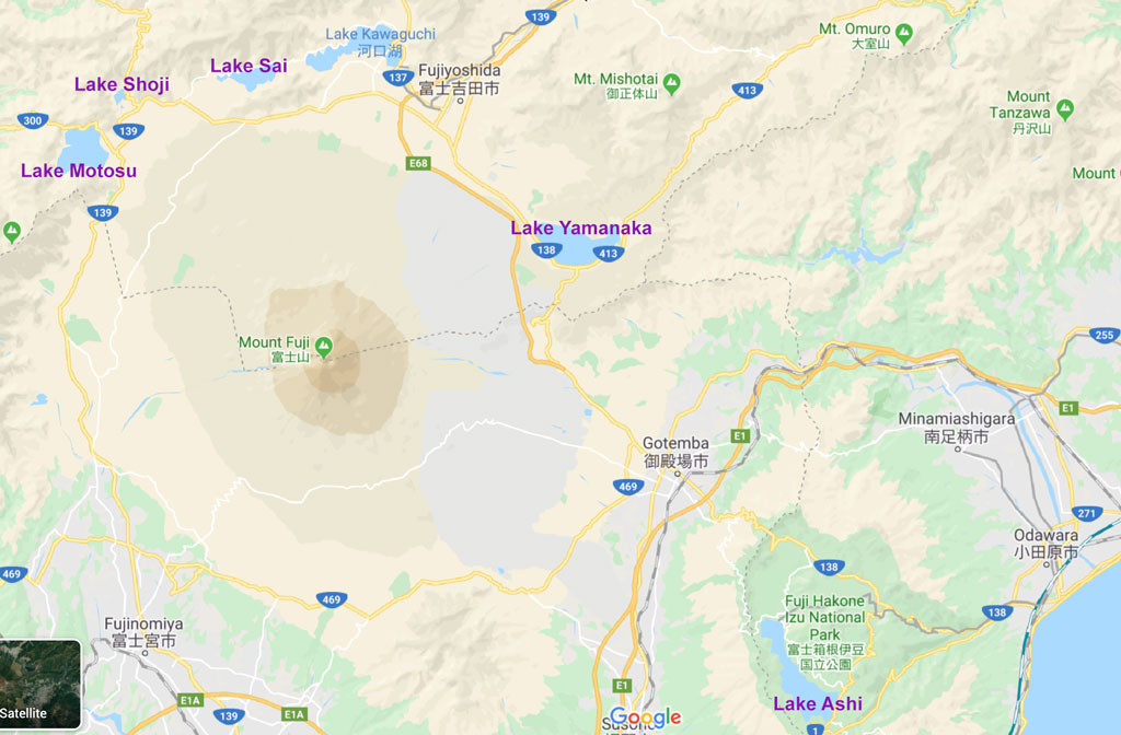 Notable lakes around Mt. Fuji