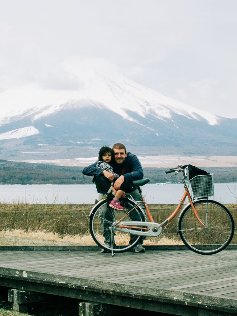 Husband and our daughter paused for a pic, behind is Mt Fuji